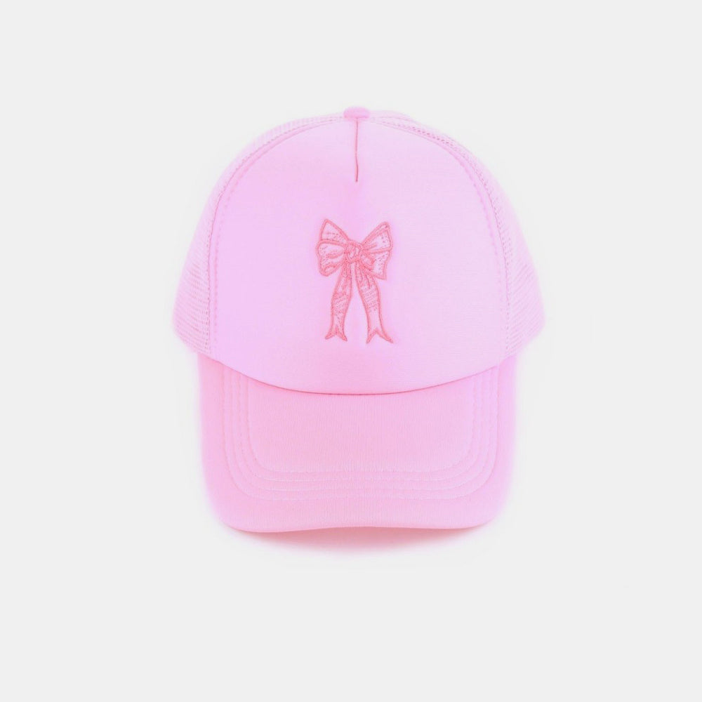 Zenana Ribbon Bow Embroidery Trucker Hat