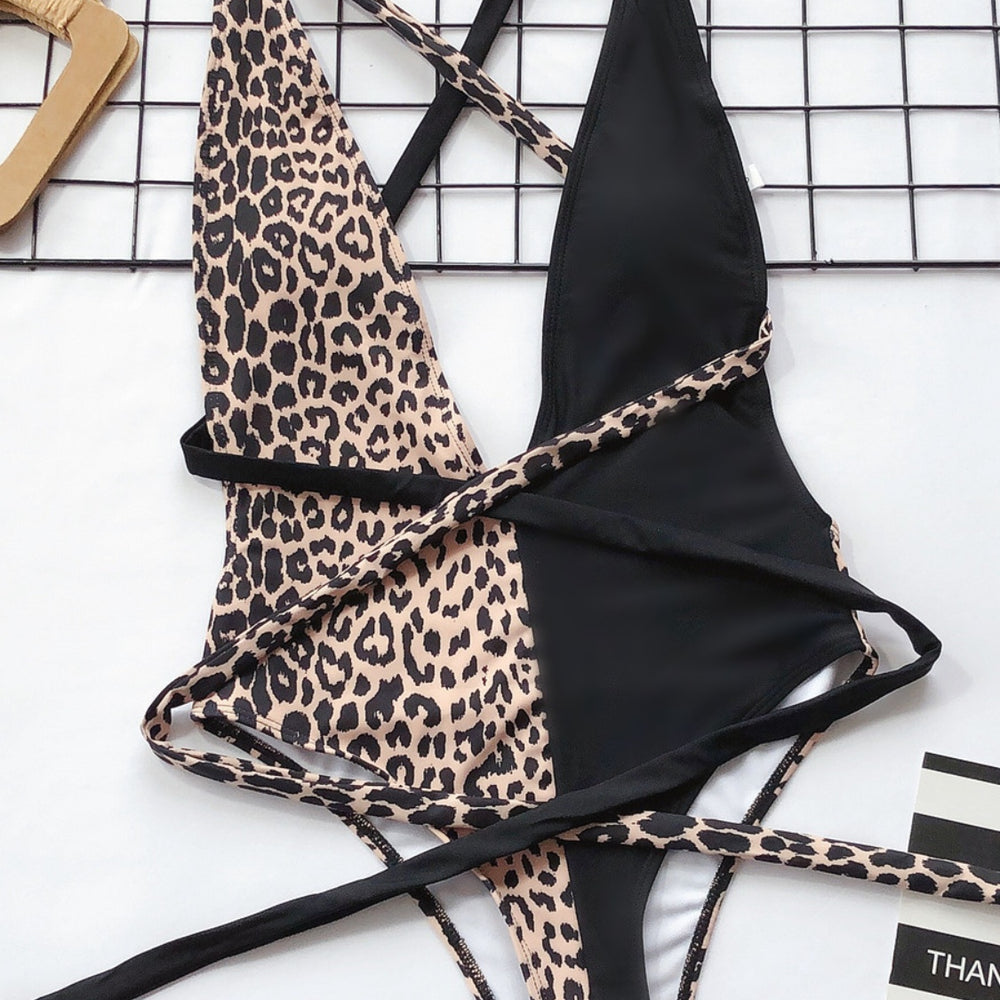 
                  
                    Tied Leopard Plunge One-Piece Swimwear
                  
                