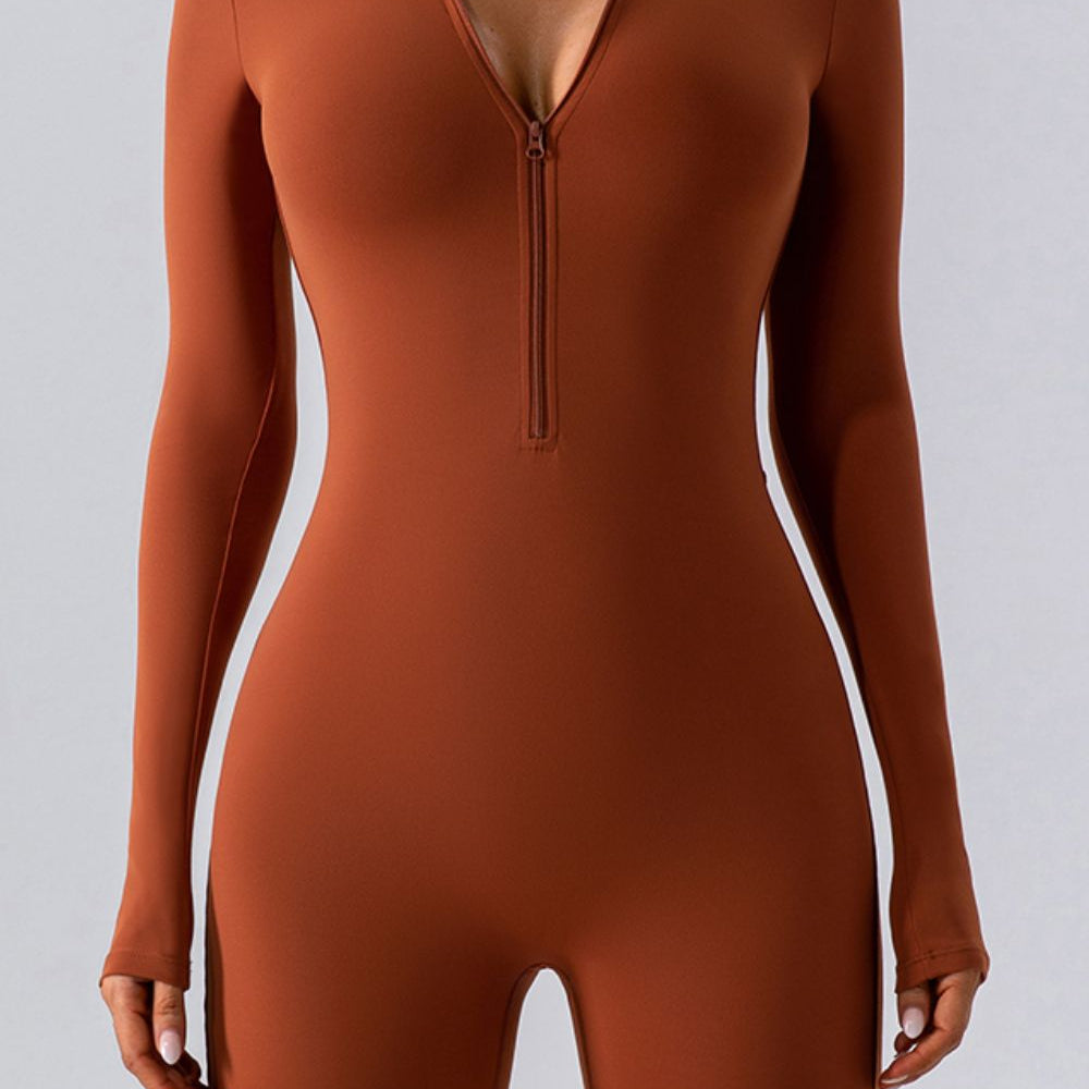 Half Zip Long Sleeve Active Romper