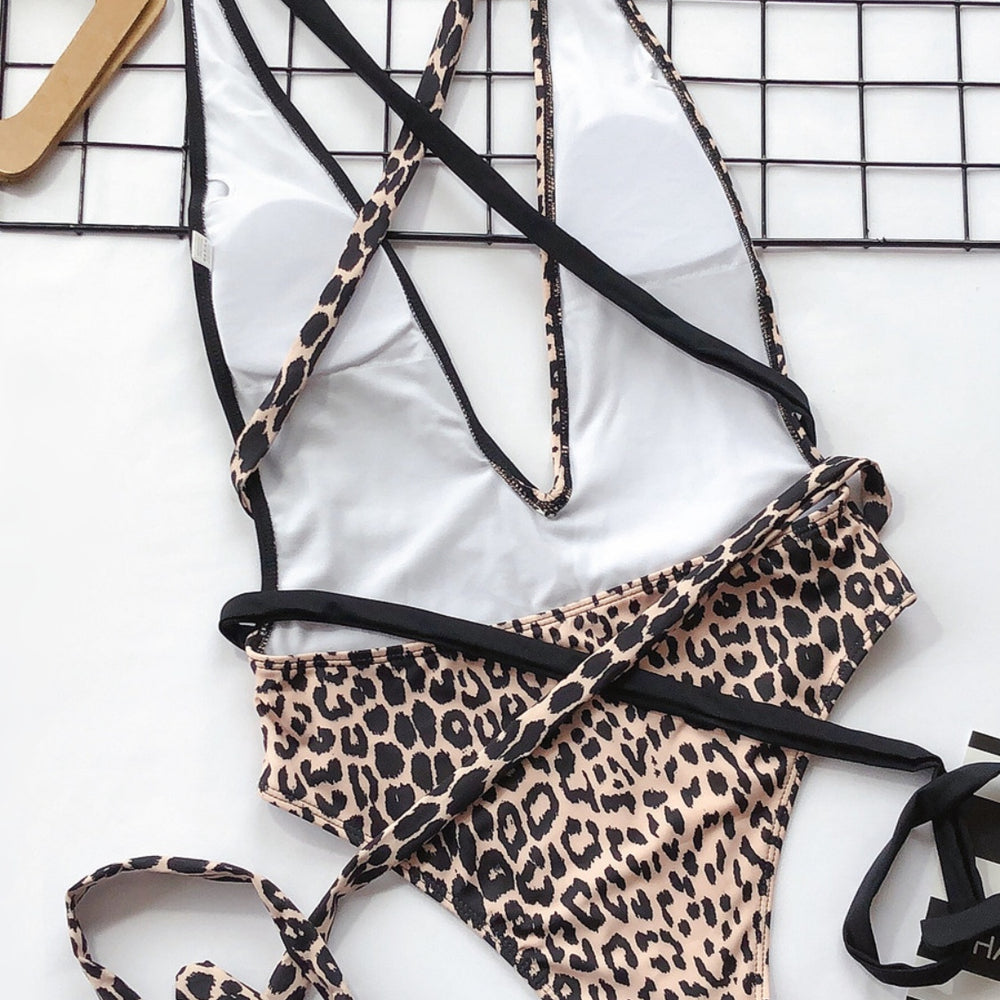 
                  
                    Tied Leopard Plunge One-Piece Swimwear
                  
                