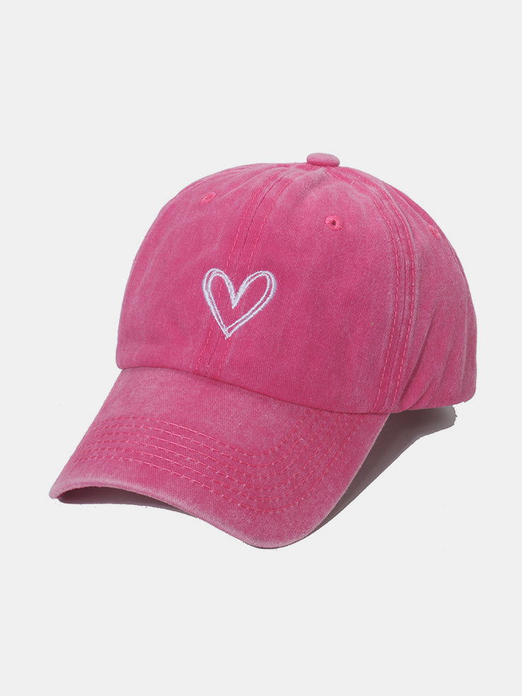 Embroidered Heart Washed Cotton Baseball Cap - Black Ivory Apparel & Boutique
