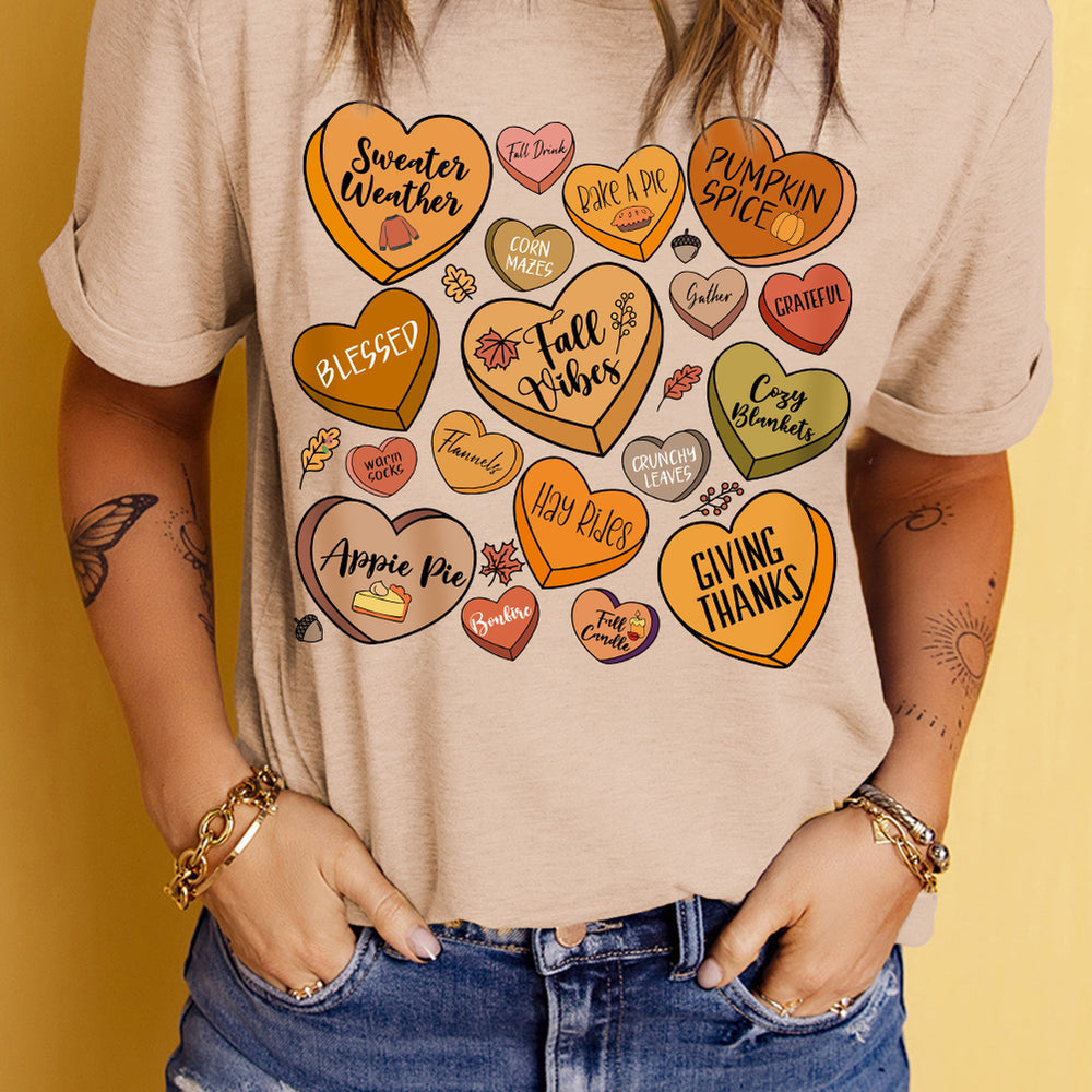 Heart Graphic Round Neck Short Sleeve T-Shirt