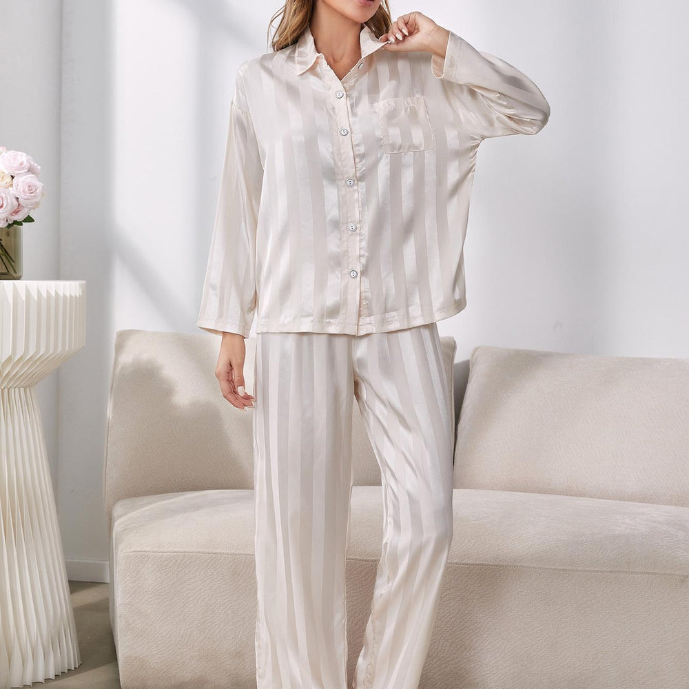 Button-Up Shirt and Pants Pajama Set