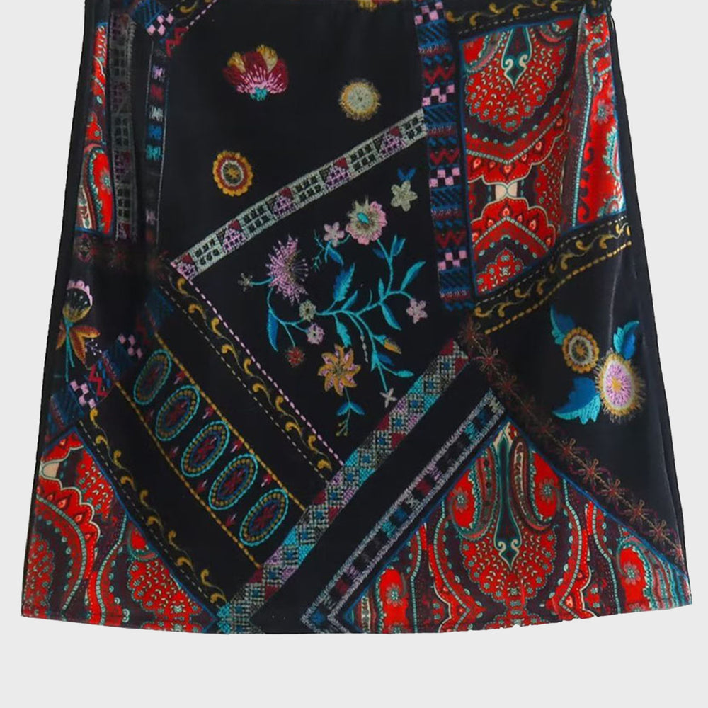 Printed Zip Mini Skirt