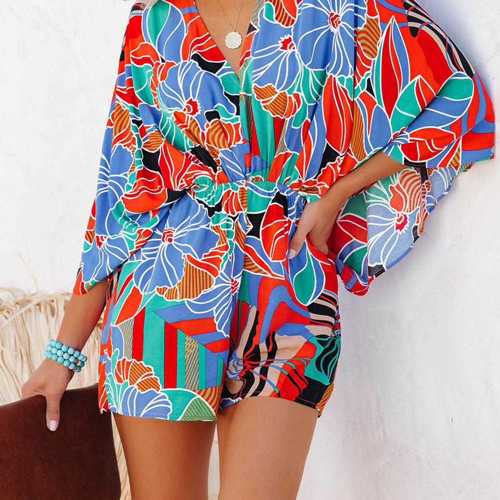 Printed V-Neck Spaghetti Strap Romper