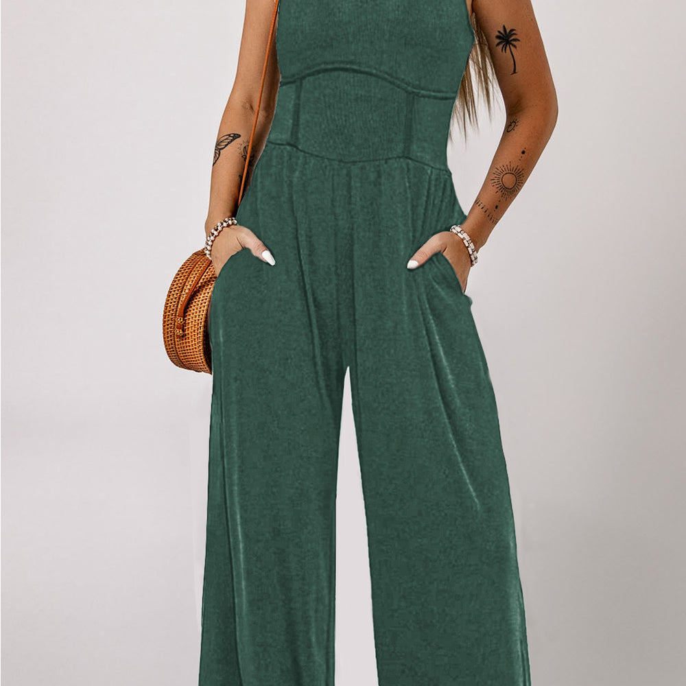 Round Neck Sleeveless Jumpsuit