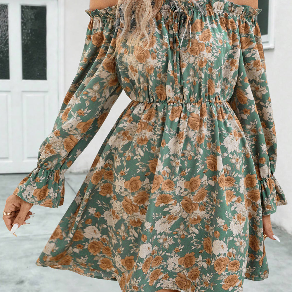 Floral Off-Shoulder Flounce Sleeve Dress