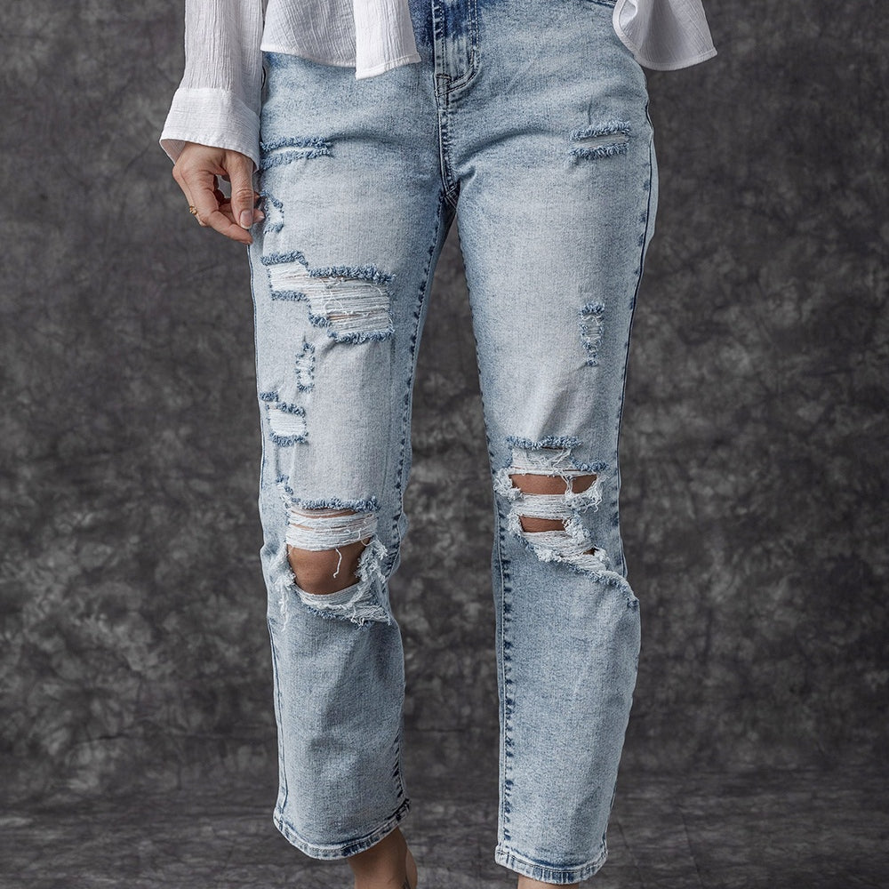 Distressed High Waist Jeans