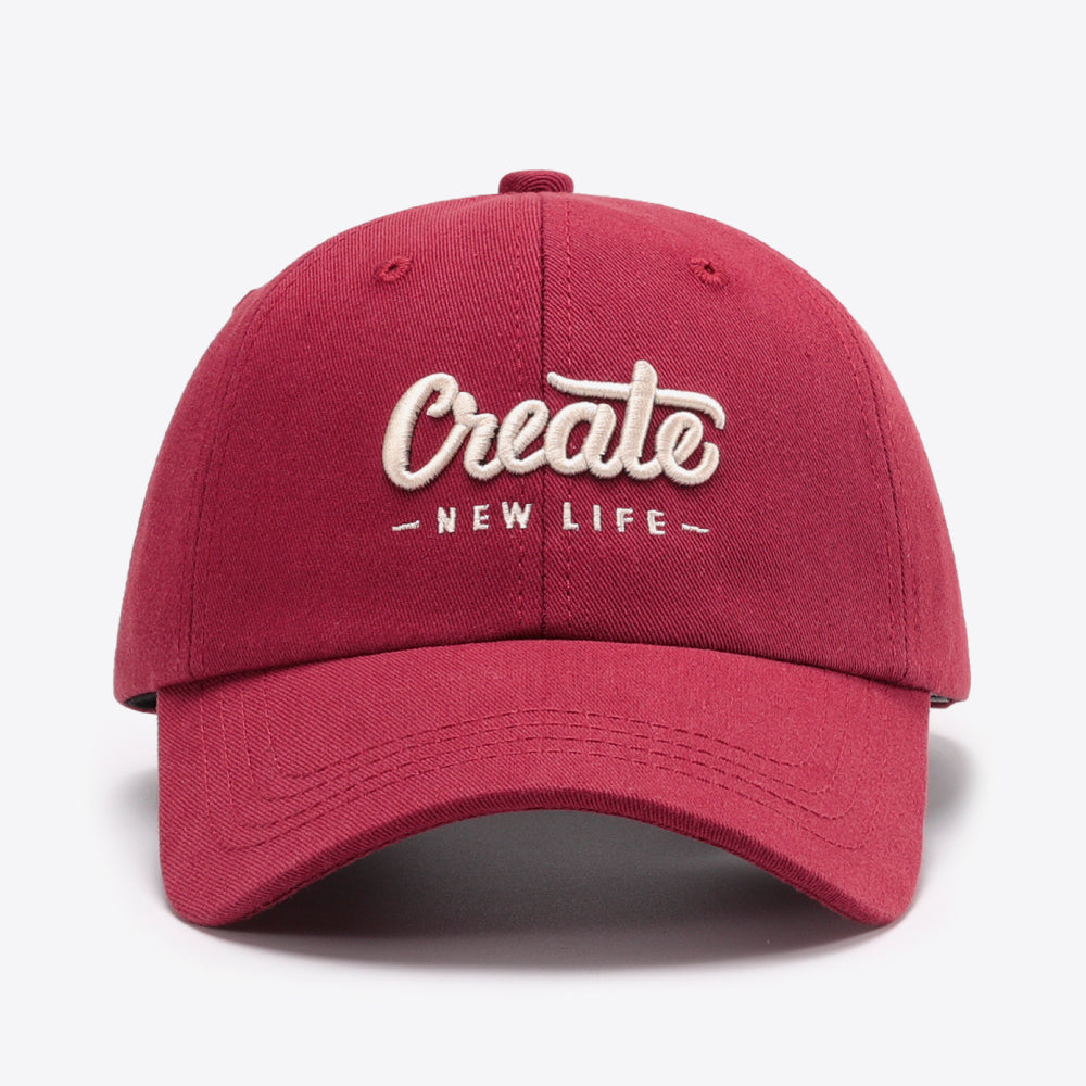 CREATE NEW LIFE Adjustable Cotton Baseball Cap