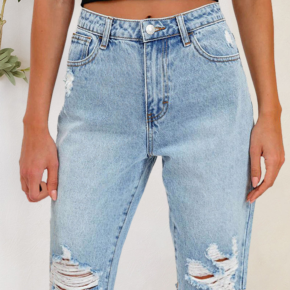 Distressed Pocketed Denim Shorts