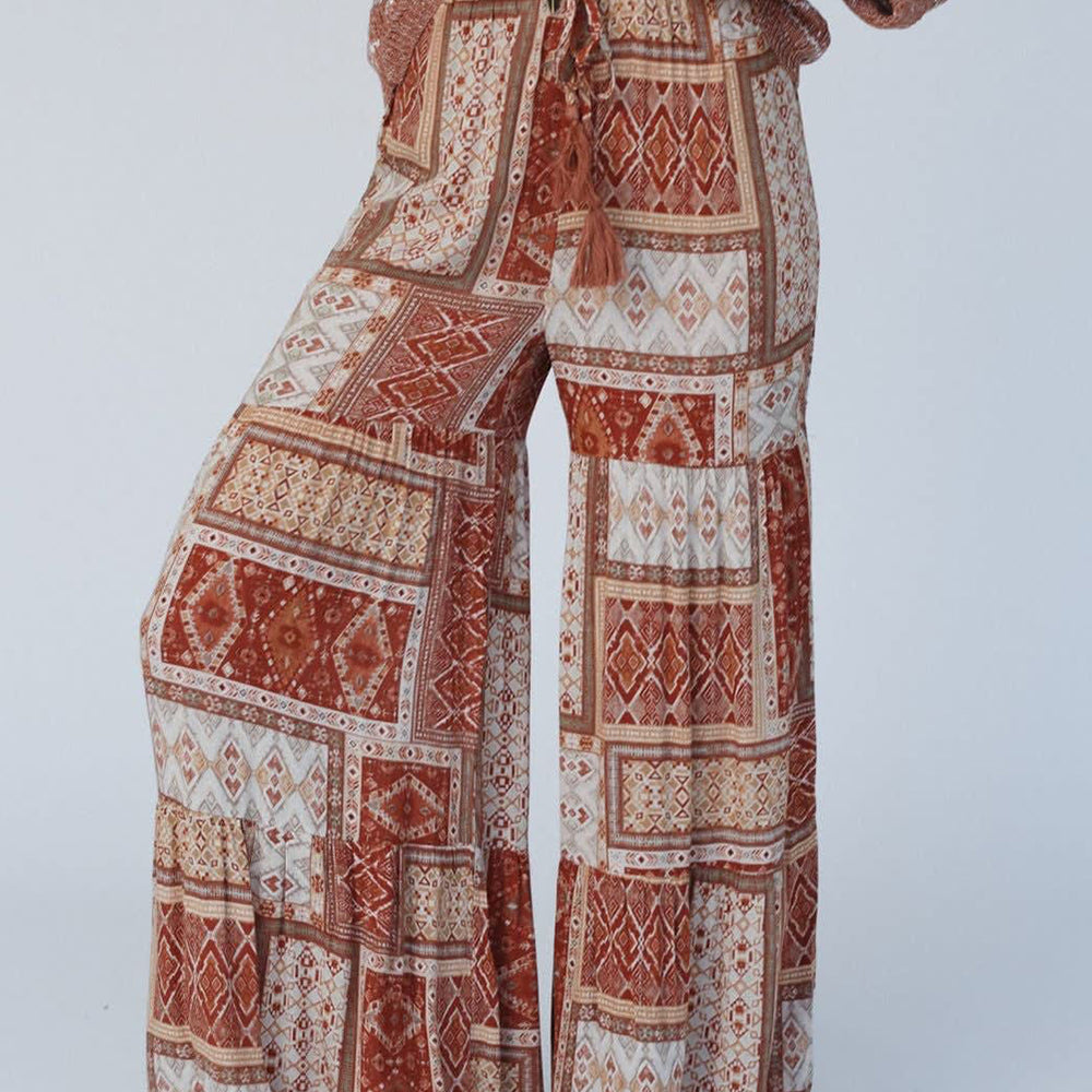 Geometric High Waist Wide Leg Pants