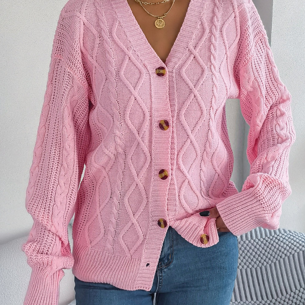 Cable-Knit Long Sleeve Cardigan