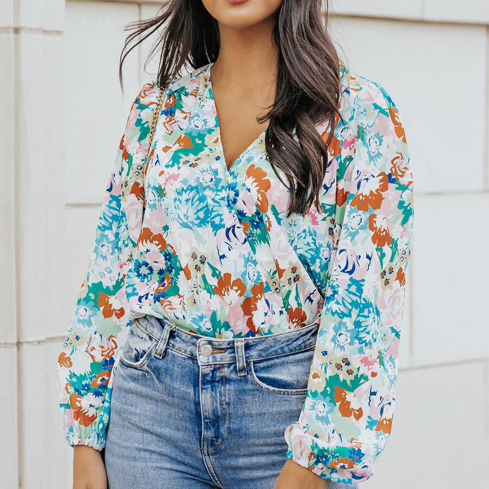 Floral Long Balloon Sleeve Bodysuit