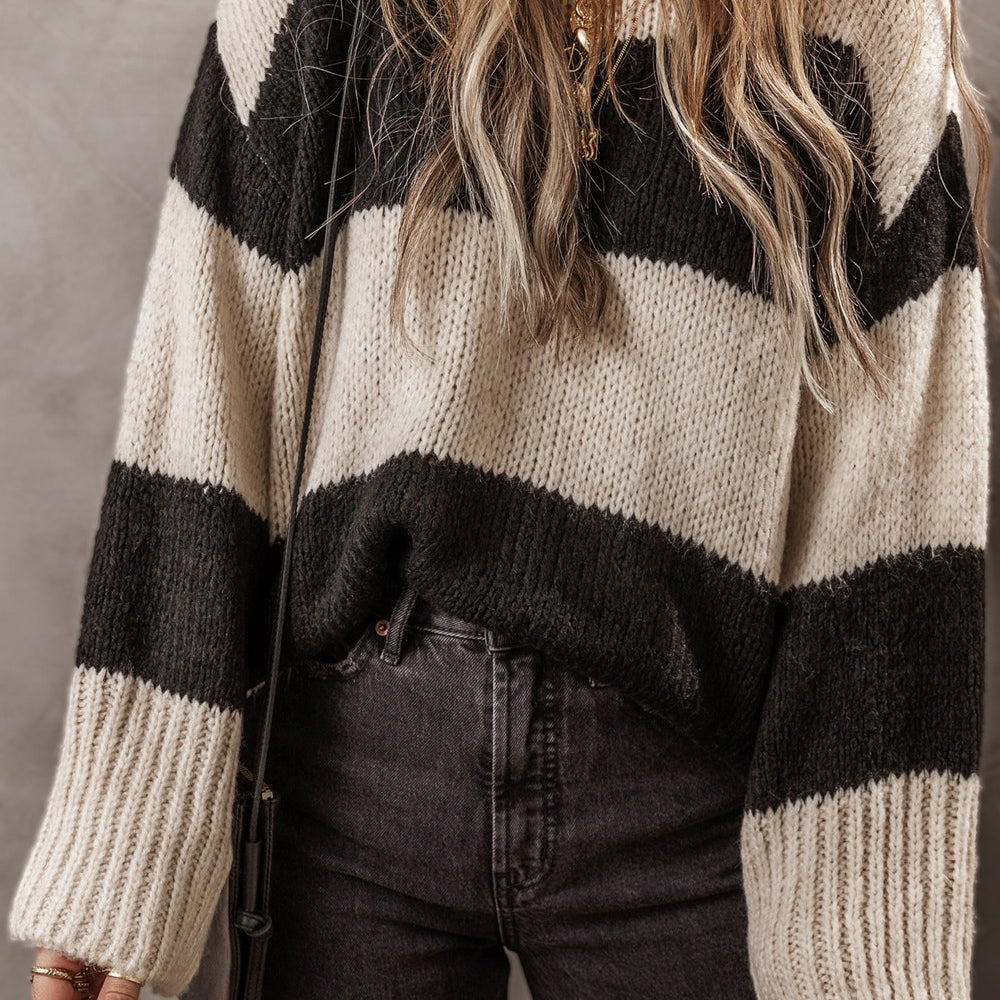 Color Block Round Neck Sweater