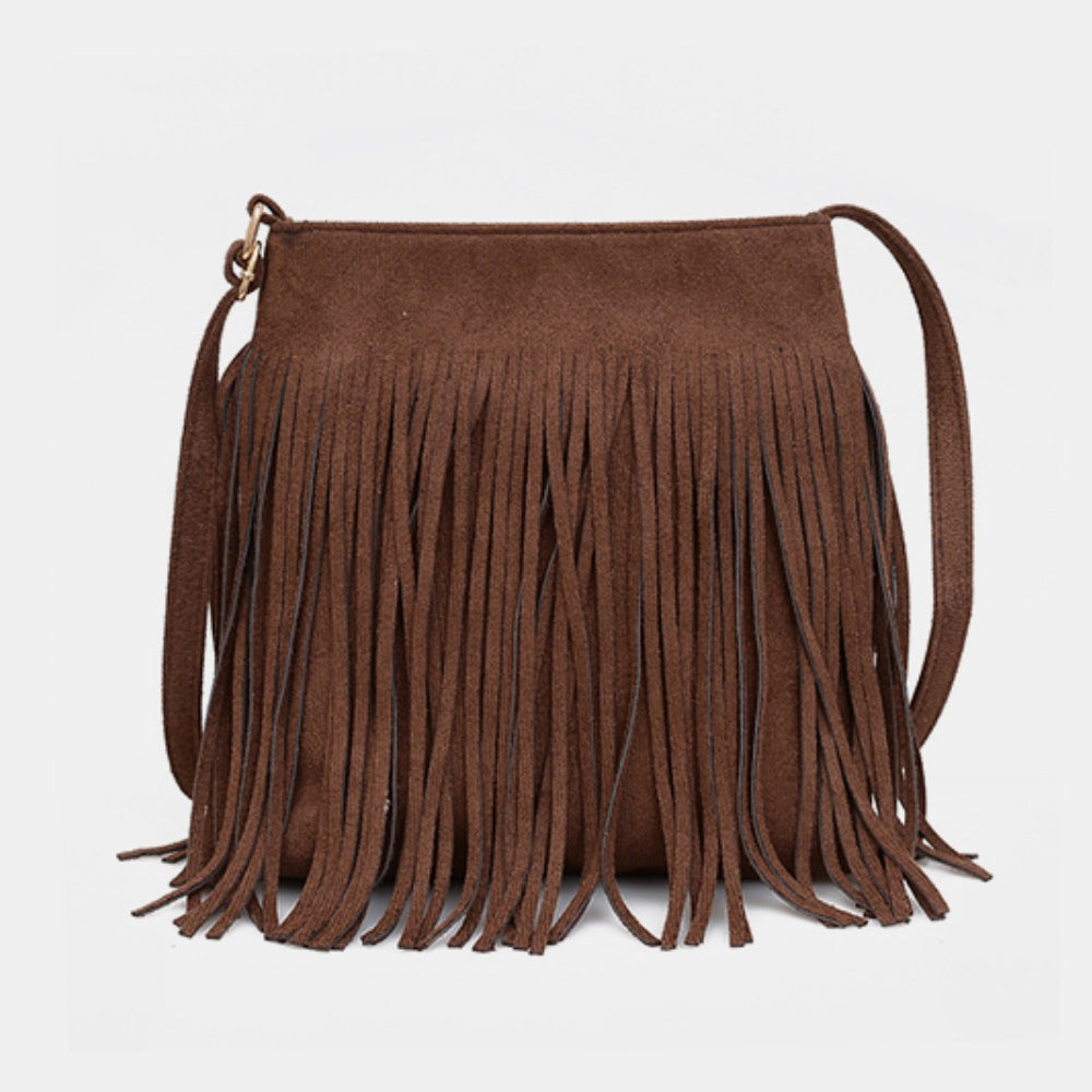 Suede Fringe Shoulder Bag