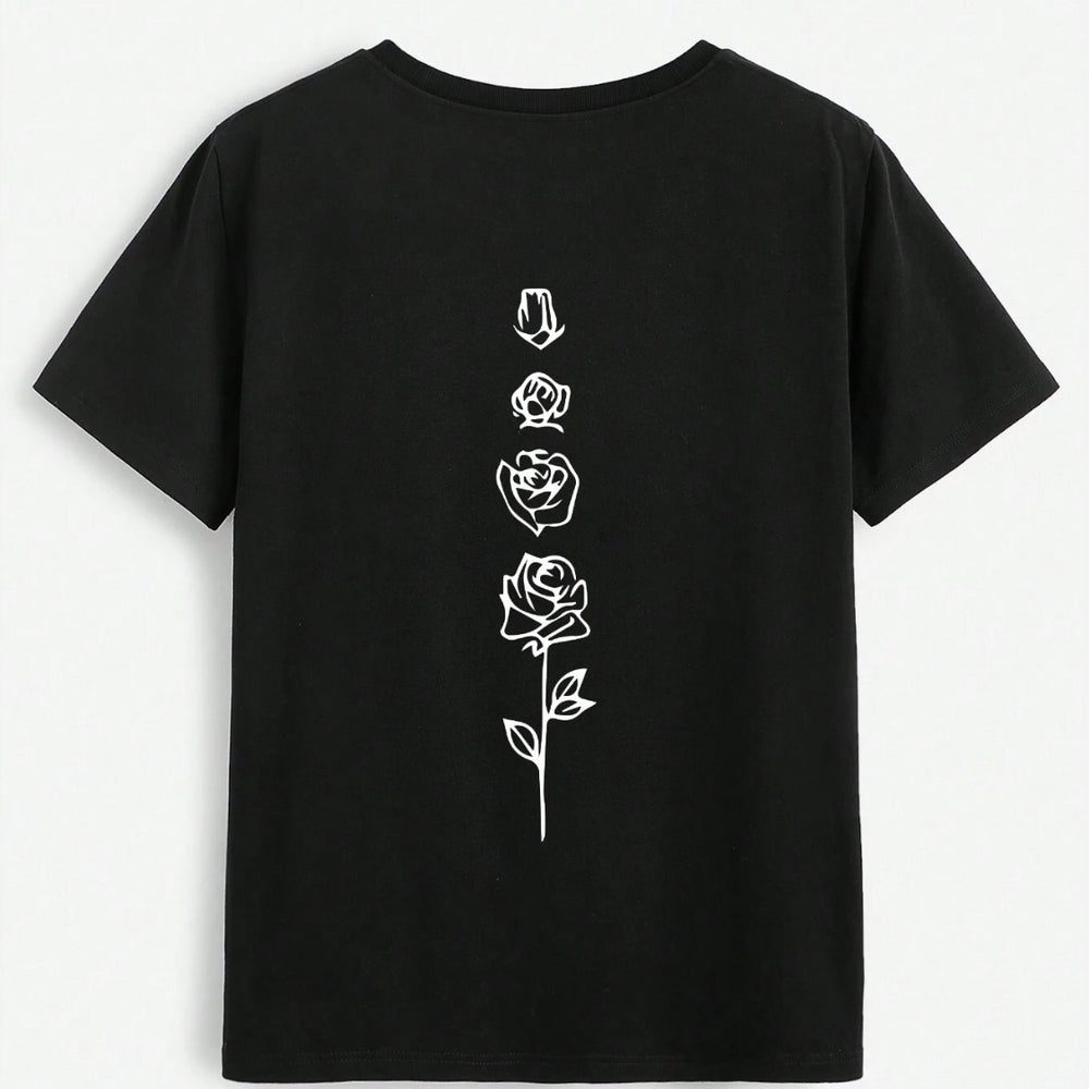 Rose Round Neck Short Sleeve T-Shirt