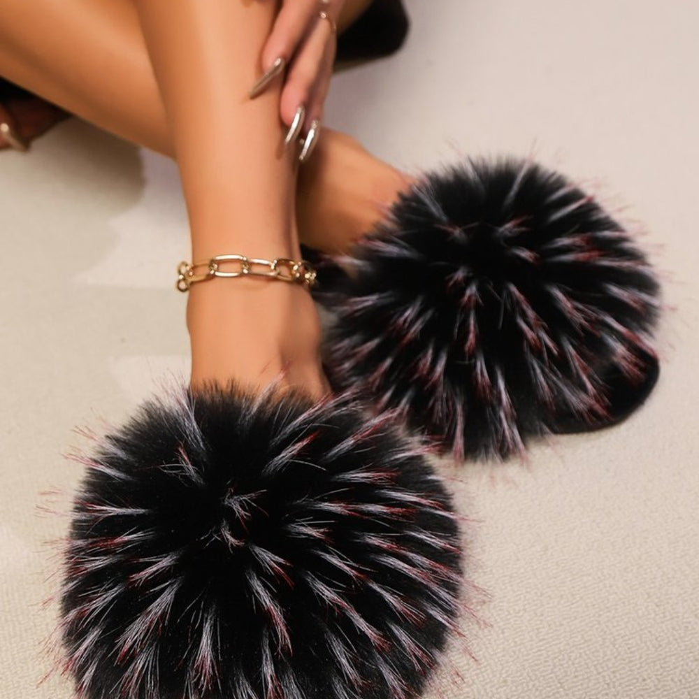 
                  
                    Fuzzy Open Toe Flat Sandals
                  
                